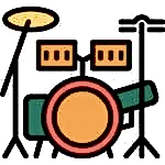 Logo for children's drum lessons at Besharp Music School, Adelaide, highlighting an energetic and engaging teaching style.